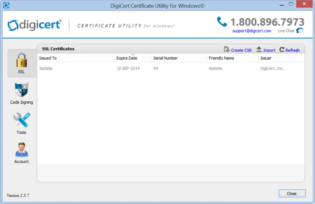 DigiCert Certificate Utility Image description