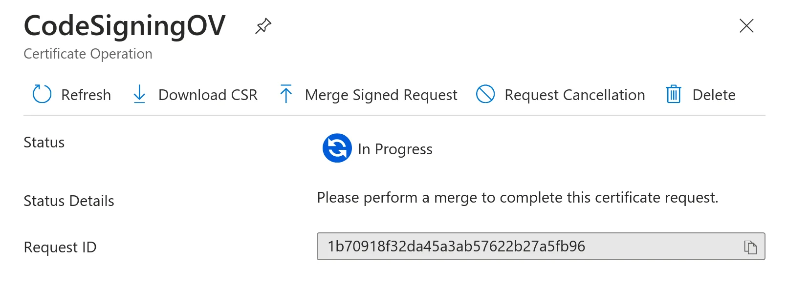 CSR letöltése a Certificate Operation-ből