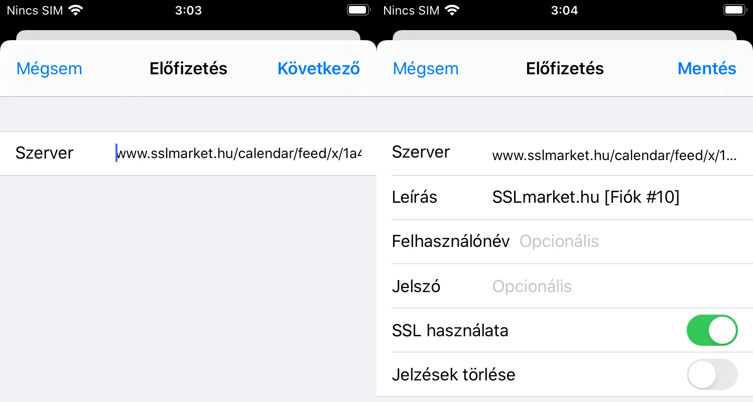 Naptár beállítása iPhone-on.
