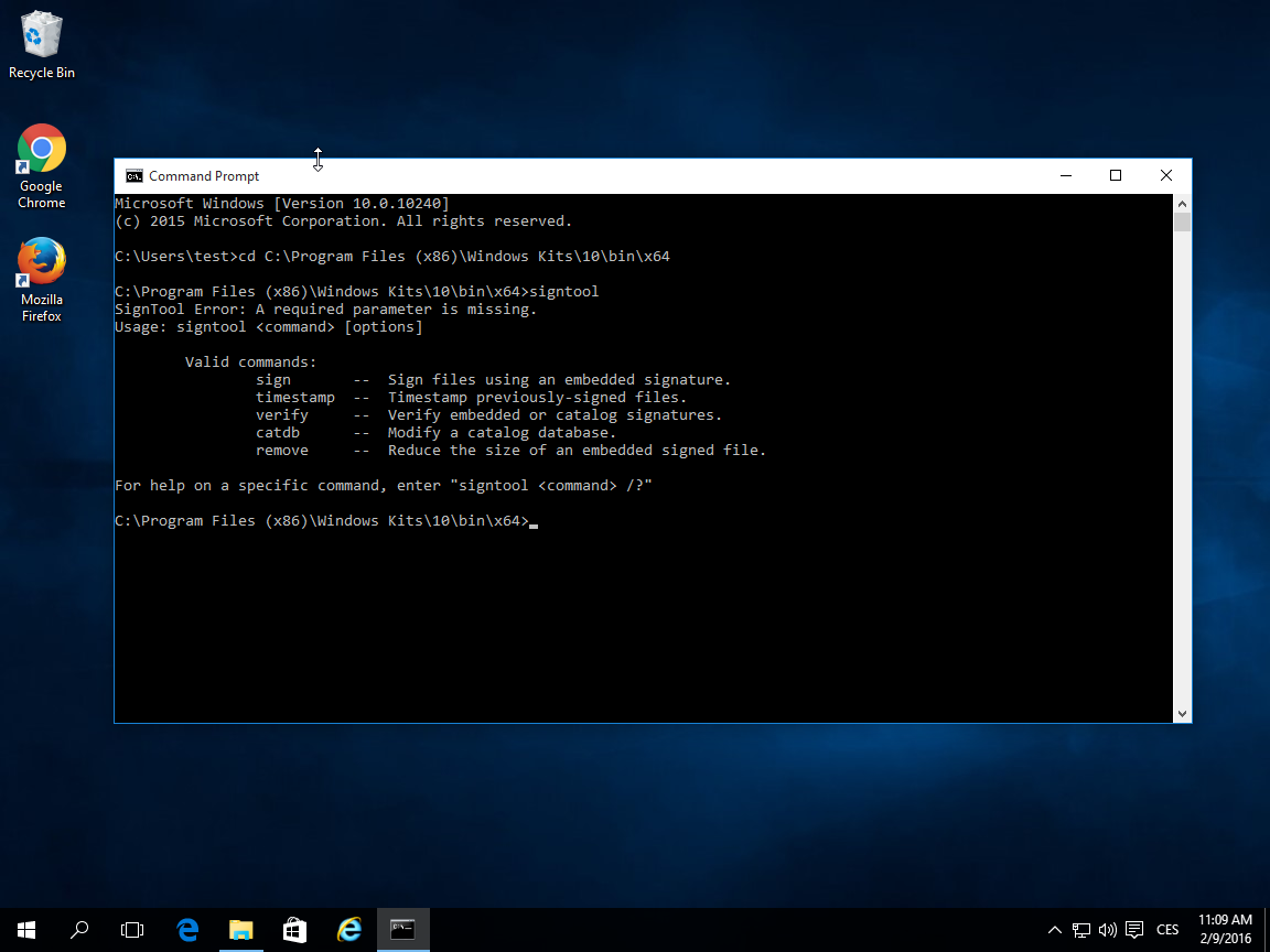 Példa a signtool.exe -vel való aláírásra