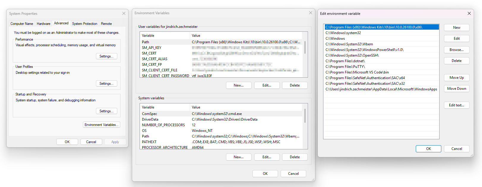 Proměnných pridanie cez Windows GUI