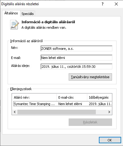 Detail certifikátu Symantec Code Signing Detail certifikátu Symantec Code Signing
