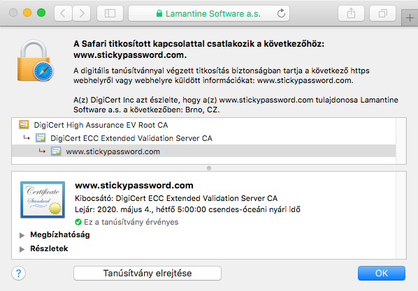 Symantec Secure Site EV tanúsítvány megjelenítése a böngésző címsávában
