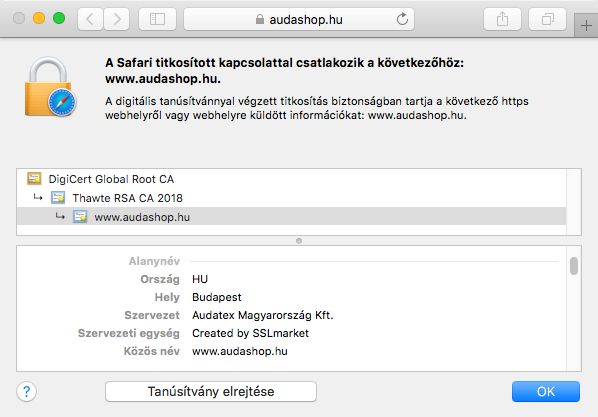 A Thawte Web Server Wildcard tanúsítvány megjelenítése a böngésző címsávában A Thawte Web Server Wildcard tanúsítvány megjelenítése a böngésző címsávában